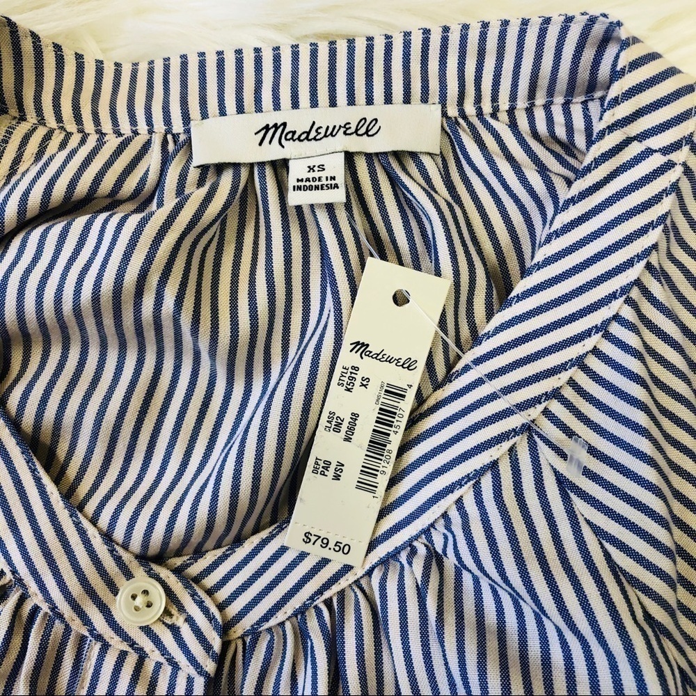 Madewell NWT Stripe Collarless Shirt XS - Picture 6 of 8